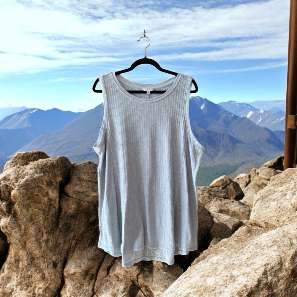 Time and Tru Light Blue Knit Tank Top